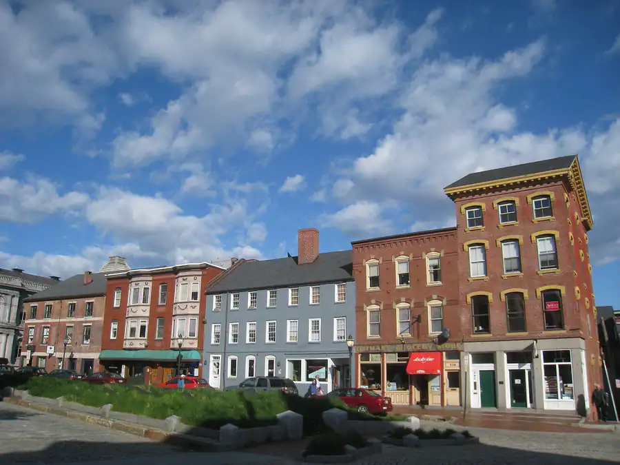 Brick commercial buildings in the Old Port, Portland, Maine
